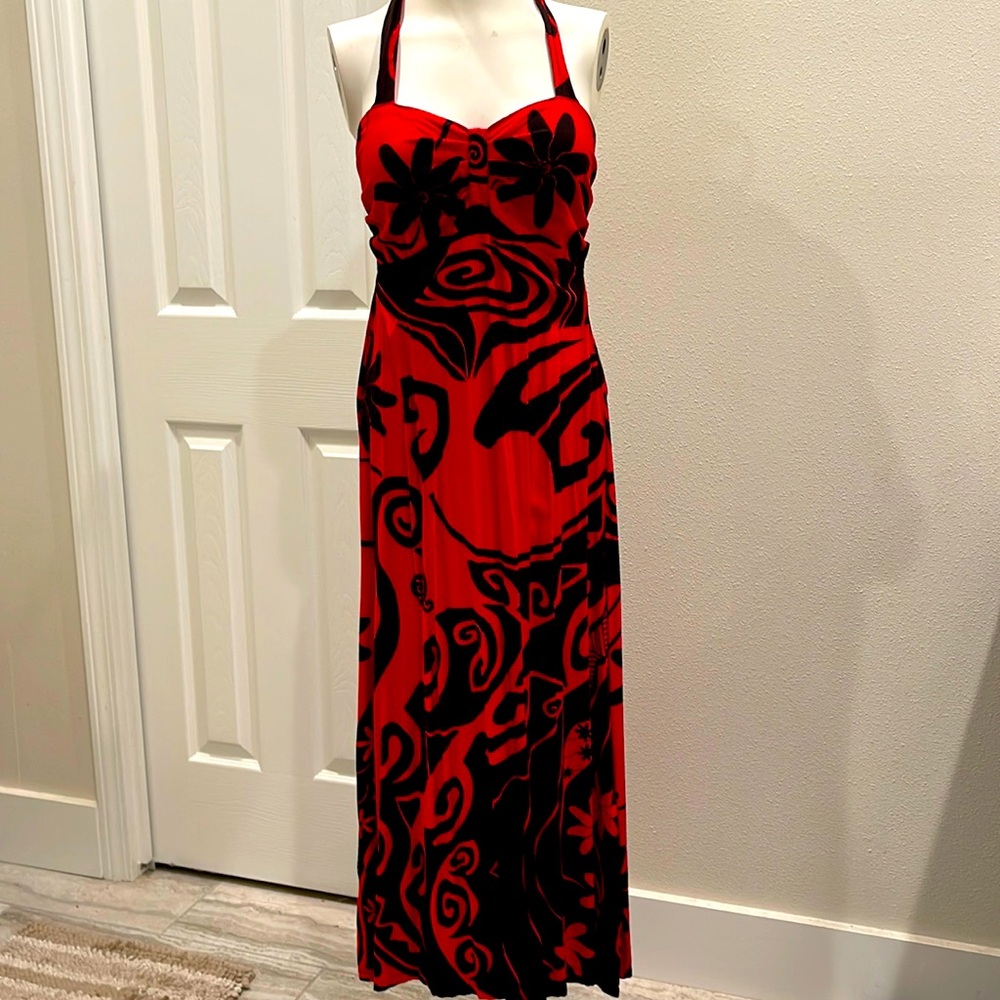 Wahine Toa XS Rayon halter dress red/black